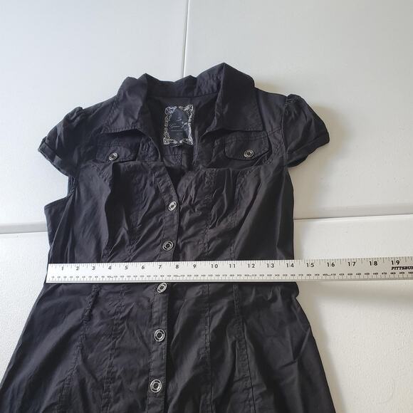 Y2K Guess Jeans Dress Womens Large Button Up Collared Short Sleeve TVD Grunge - Picture 7 of 10